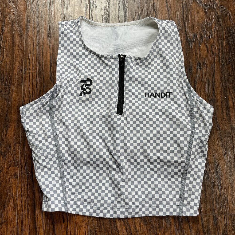 Bandit Running - Ares Flex™ Zip Front Race Crop - Current Check